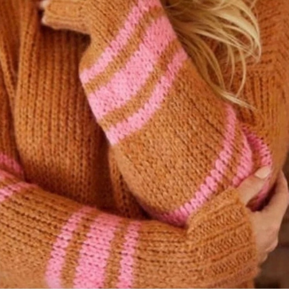 Aerie Chunky Knit Mohair Sweater with Pink Accents - Picture 3 of 8
